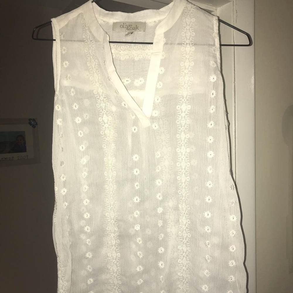 XS olive and oak sheer tank top